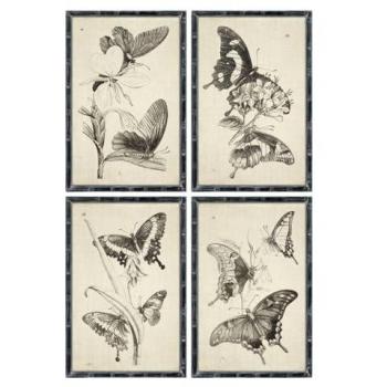 Cuadro DKD Home Decor 40 x 2,8 x 60 cm Mariposas Cottage (4 Piezas)