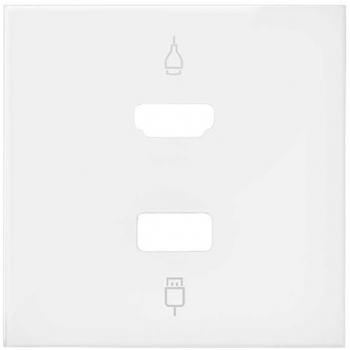 Simon 100 | Tapa para conector HDMI + USB blanco mate