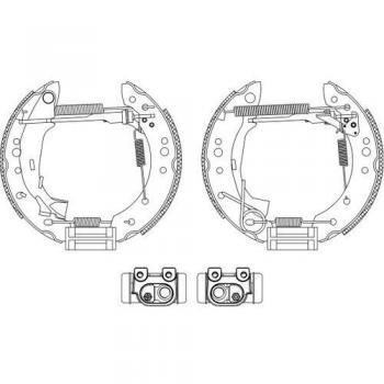 Kit de frenos de tambor HELLA 8DB 355 004-731 con cilindro de rueda y elemento de ajuste para CITROËN C3 I (3/5 puertas)