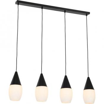 Lámpara colgante moderna negra con cristal opalino 4 luces - Drop