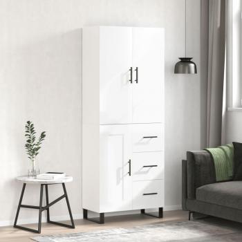 Armario alto de madera multicapa blanca pulido 69,5x34x180 cm