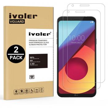 [2-Unidades] Protector de Pantalla LG Q6, iVoler Cristal Vidrio Templado Premium para LG Q6 [9H Dureza] [Alta Definicion 0.2mm] [2.5D Round Edge]