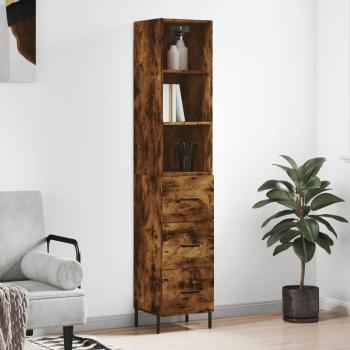 Aparador de madera contrachapada roble ahumado 34,5x34x180 cm Vidaxl Marrón