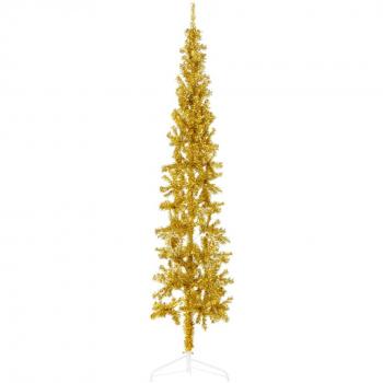 vidaXL Slim Artificial Half Christmas Tree with Stand Gold 180 cm