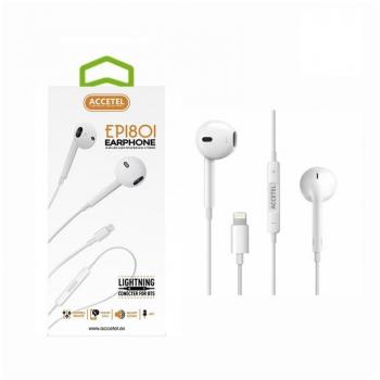 Auricular Bluetooth Lightning con Micrófono y Botón Multifunción Accetel EP1801 - Blanco