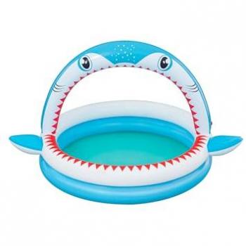 Bestway Piscina Hinchable Infantil 2 Aros Tiburón Aspersor 163x127x92 cm +2 Años Jardín 53157