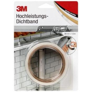 3M Cinta selladora 4412N - se adhiere a muchos metales y plásticos sin gotear, rezumar ni dejar residuos - 38mm x 1.5m, translúcido, espesor 2.0mm