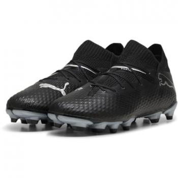 Puma Botas de Fútbol Future 7 Pro FG/AG Junior, Color Negro y Plata, Talla 33 EU