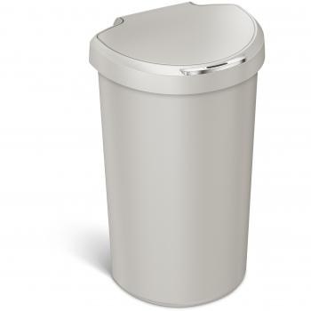 simplehuman Cubo de basura de plástico circular con sensor, color piedra, 40 l