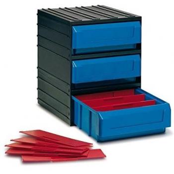 Contenedor de cajones apilable plástico negro Tayg 300/3 con 3 gavetas, dimensiones 245 x 291 x 321 mm