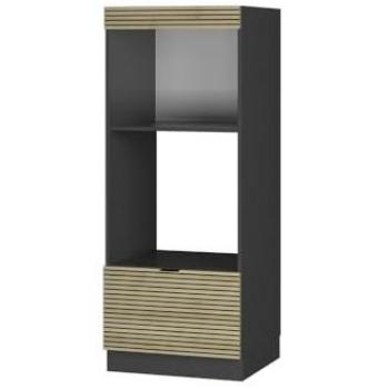 Armario para Microondas Fame-Line, 60 cm Abierto, Panel de Roble, Color Antracita, Vicco