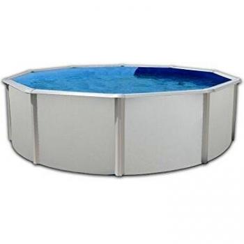 Productos QP Piscina Circular con Columnas 350 x 120, Monobloc 300 y Escalera Lacada 8 Peldaños, Acero, 125x355x355 cm, PTC503512M
