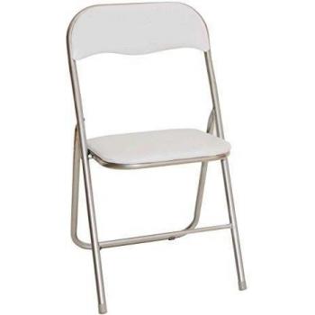 Aranaz Silla Plegable, Metal, Blanca, 44.5 x 47.5 x 89 cm