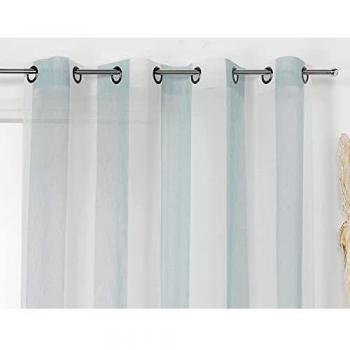 Cortina Voilage Rayas Verticales Coloridas Cielo 160 x 280 cm con Ojetes