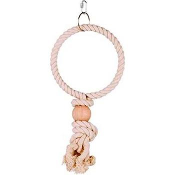 Trixie Cotton Ring and Ball with Wood Hook Bird Toy