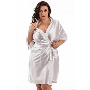 Nine X - Bata Kimono corta de satén tamaños S de 6 x L. Fabricado en la ue, 10 colores Weiß 38