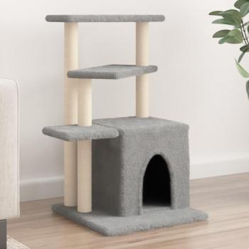 Rascador para Gatos vidaXL Torre de 83,5 cm con Postes de Sisal en Color Crema, Gris Claro y Gris Oscuro