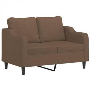 Sofá de 2 plazas de tela marrón 120 cm con reposabrazos y respaldo, tapizado, mueble asiento para salón, oficina y dormitorio