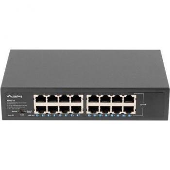 Lanberg RSGE-16 Switch No Administrado Gigabit Ethernet (10/100/1000) Rack 10/19 16-Puerto 1U Negro