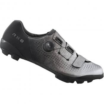 Zapatillas de Gravel Shimano RX801 Negro/Plateado, Talla 42, diseño ligero y transpirable, suela rígida para pedaleo eficiente, cierre con cordones para un ajuste seguro