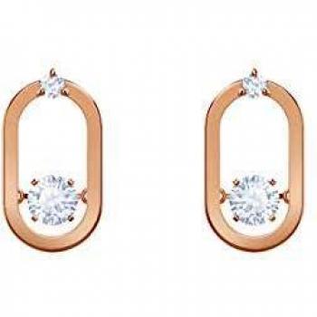 Swarovski Pendientes Sparkling Dance, blanco, Baño en tono Oro Rosa