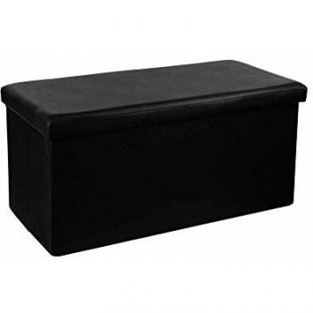 Puf Plegable Doble PVC Negro Atmosphera Créateur d'Intérieur