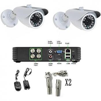 Quanmin 4CH DVR Kit 2x480TVL Sony CCD 36Leds IR Color Home Security System CCTV Camera kit With Bracket NTSC