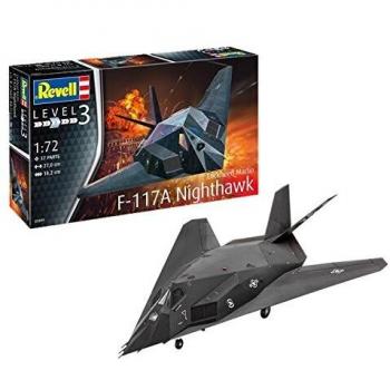 Revell-F-117 Stealth Fighter Maqueta Avión de Guerra, 10+ Años, Color Negro