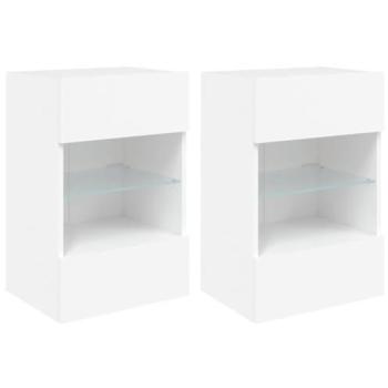 Mueble de TV de Pared Multimedia con Luces LED, 2 Piezas, 40 x 30 x 60,5 cm, Blanco