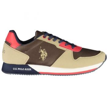 U.S. Polo Assn. Brown Polyester Sneaker - EU42/US9, Male, Size: 9 US, Printed Lace-Up Sports Sneaker