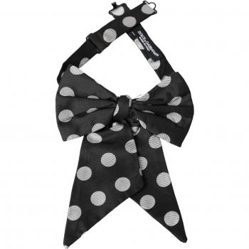 Dolce & Gabbana Black Polka Dots Silk Bow Tie, Adjustable Neck, Male, One Size