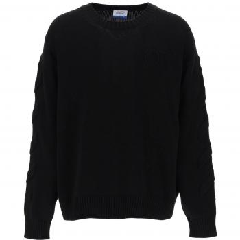 Off-White Embossed Diagonal Motif Sweater - M Black