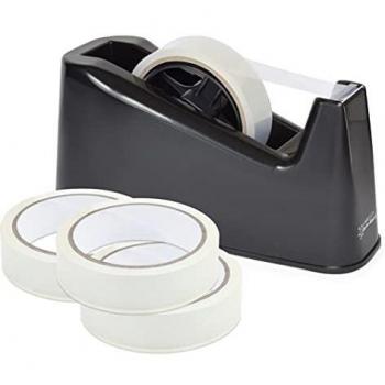 Dispenser de Cinta Adhesiva Rapesco 1639 Antibacteriano con 4 Rollos, Negro