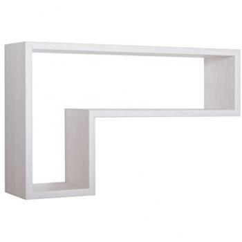 Estante de pared moderno Lettera en color gris claro y roble imperial, diseño rectangular para sala de estar