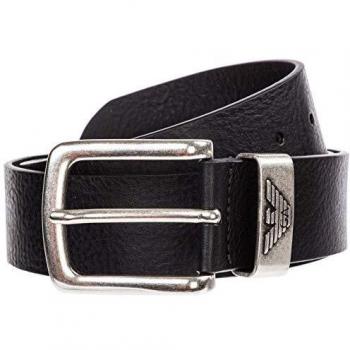 Cinturón de Cuero Negro Emporio Armani para Hombre con Detalle de Etiqueta - Talla 100 cm