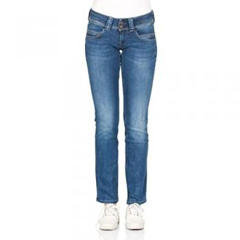 Pepe Jeans Women's Low Rise Straight Leg Distressed Venus Denim Jeans