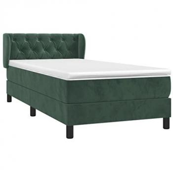 Cama box spring con colchón de terciopelo verde oscuro 80x200 cm