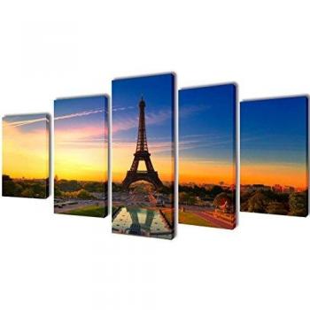 Eiffel Tower Canvas Wall Art Set 200 x 100 cm