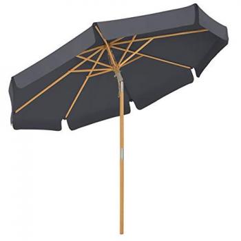 Sombrilla Octogonal Inclinable de Jardín 3 m con Mástil de Madera, Gris