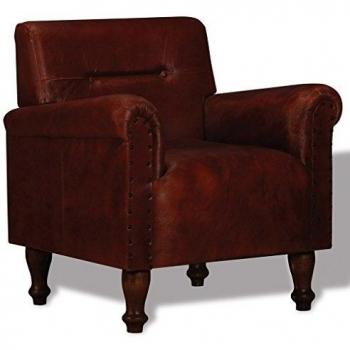 vidaXL Sillón de Piel Cuero Original de Cabra Marrón 69x55x75 cm Asiento Salón