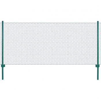 Red de Valla con Postes de Acero 25x0,5 M Verde