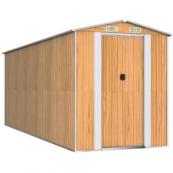 vidaXL Garden Shed Light Brown 192x523x223 cm Galvanised Steel