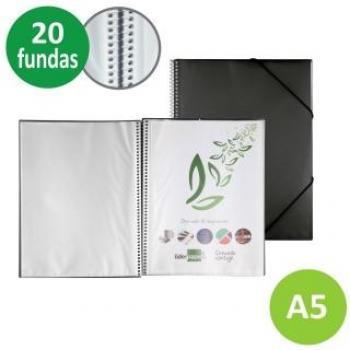 Carpeta de presentación con 20 fundas tamaño Din A5 en color negro