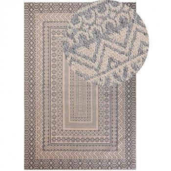 Alfombra Moderna Geométrica Beige y Gris de Yute 200 x 300 cm - Decoración Suave para el Hogar