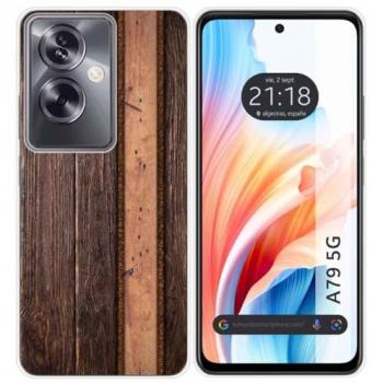 Funda de Silicona para Oppo A79 5G con Diseño de Madera 05 y Dibujos