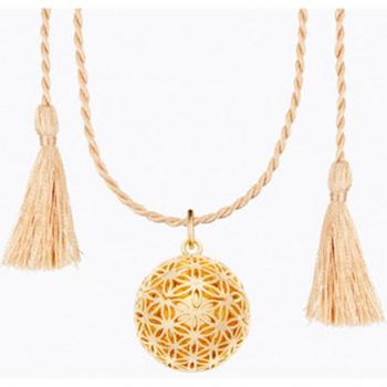 Llamador de ángel Ilado Flower of Life en oro amarillo con cordón