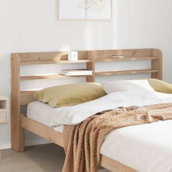 Cabecero de cama con estantes de madera maciza de pino 140 cm, color marrón