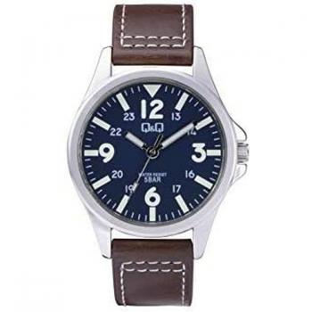 Reloj Q&Q Fashion Hombre QB12J335Y Marrón, correa de cuero, resistencia al agua 30 metros, diseño clásico y elegante