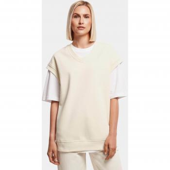 Urban Classics Women's Oversized V-Neck Sweatshirt in White Sand