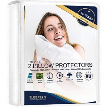 Funda de almohada Impermeables 40x80 cm - Juego de 2 - Felpa 100% Algodón Bi-Home, Protector de almohada - Anti-ácaros, Antibacteriano, Anti-hongos e Hipoalérgico - Garantía de 15 años